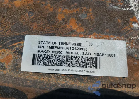 2001 Mercury Sable Gs from USA, damaged, VIN 1MEFM58U61G620958